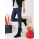 2021 Casual Big Size Pure Color Lace Up Mid Calf Flat Knight Boots