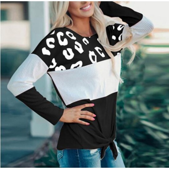 Women's Long Sleeve Elegant Patchwork T shirt