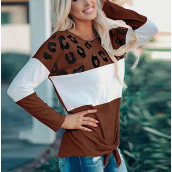 Women's Long Sleeve Elegant Patchwork T shirt