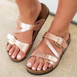 Fashion Women Summer Beach Flat Open Toe Leather Slippers