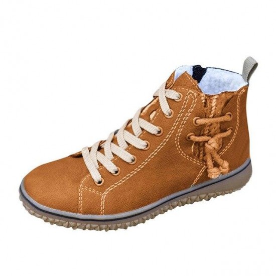 Women's Retro Lace-up Round Toe Boots