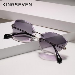 Design Rimless Fashion Cat Eye Gradient Driving UV400 Clear Vintage Sunglasses