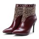 Womens Leopard Rivet Pointed Toe High-Heel Ankle Boots