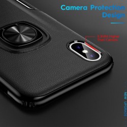 Luxury Leather PC Ring Holder Case for iPhone X XR XS Max