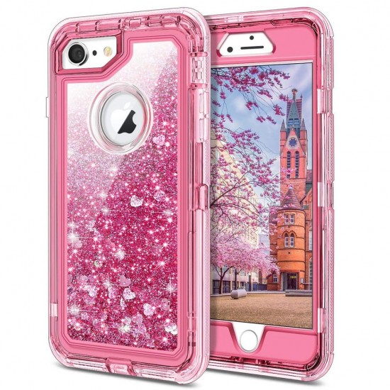 Phone Case - 3 Layers Shockproof Glitter Sparkling Dynamic Sands Full Protection Case For iPhone XR XS(Max) X 8 7 6S 6/Plus