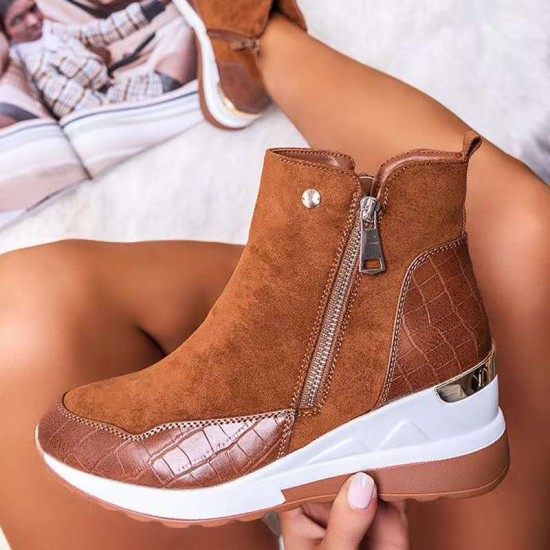 Women's Comfortable High Top Platform Zipper Shoes