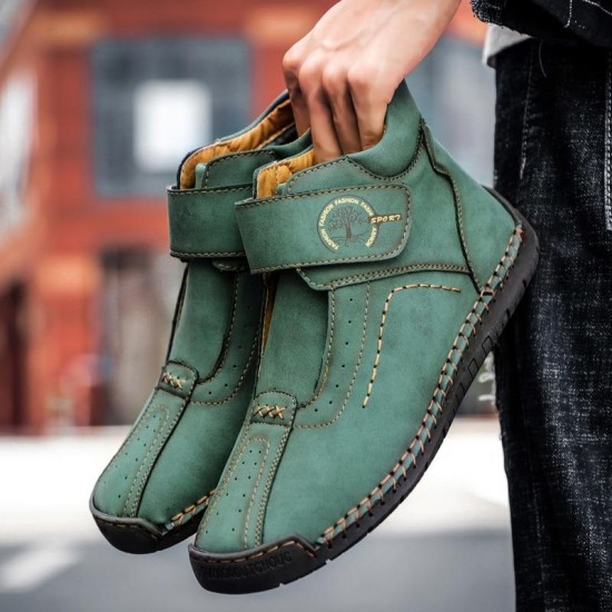 New Men Hand Stitching Microfiber Leather Soft Ankle Boots