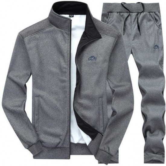 Tracksuit Men 2021 Autumn Sportwear Fashion Mens Hip Hop Set 2PC Zipper Hooded Sweatshirt Jacket+Pant Suit