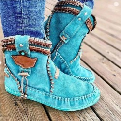 New Blue Round Toe Women Ankle Boots