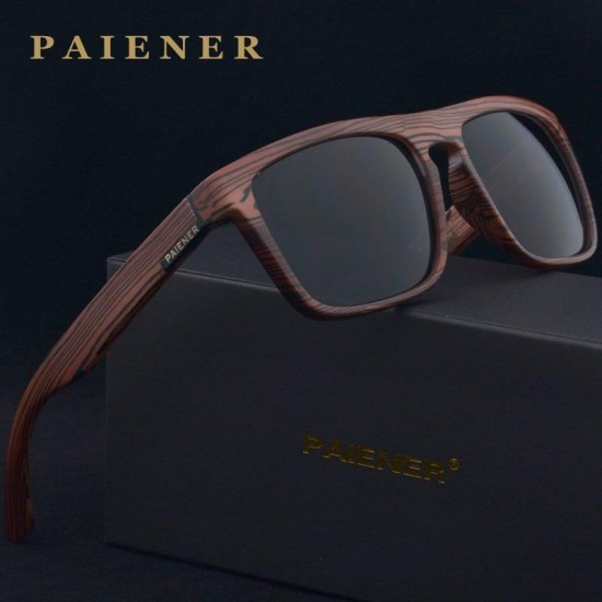 Retro Imitation Wood Polarized Sunglasses