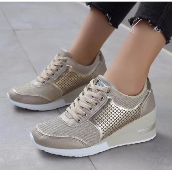 Ladies Leopard Platform Sneakers Shoes