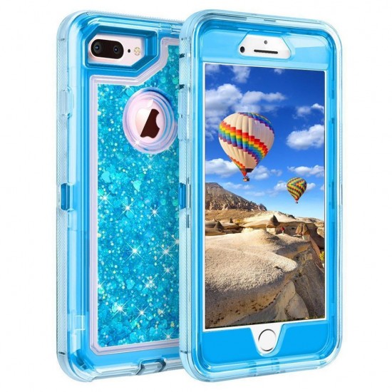Phone Case - 3 Layers Shockproof Glitter Sparkling Dynamic Sands Full Protection Case For iPhone XR XS(Max) X 8 7 6S 6/Plus