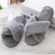 Women Home Slippers With Faux Fur Black Pink