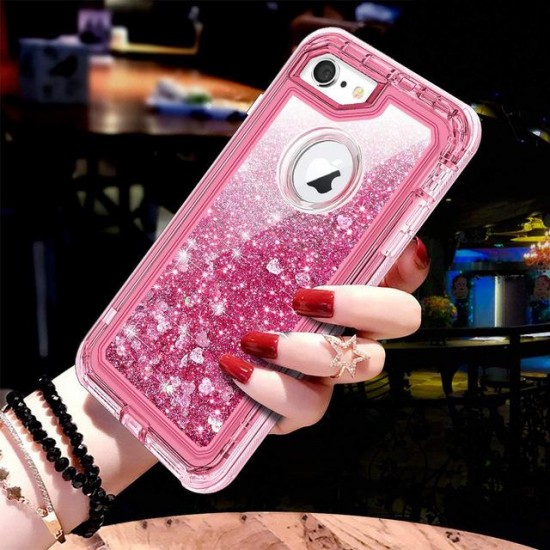 Phone Case - 3 Layers Shockproof Glitter Sparkling Dynamic Sands Full Protection Case For iPhone XR XS(Max) X 8 7 6S 6/Plus