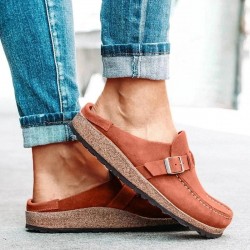 Women's Summer ng Fashion Solid Buckle Flats Shoes