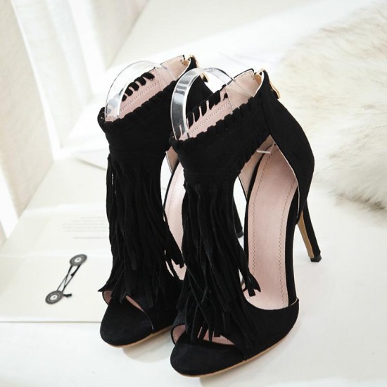 Shoes - 2021 Women's Fashion Sexy Tassel Retro High Heels Sandals
