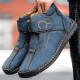New Men Hand Stitching Microfiber Leather Soft Ankle Boots
