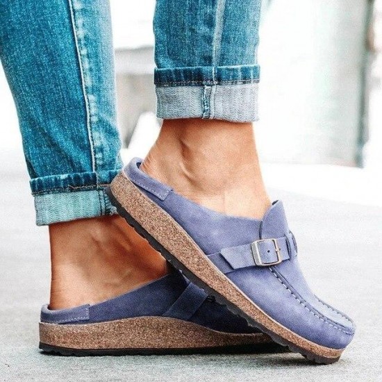 Women's Summer ng Fashion Solid Buckle Flats Shoes