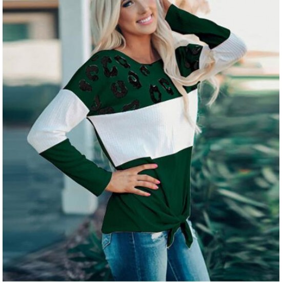 Women's Long Sleeve Elegant Patchwork T shirt
