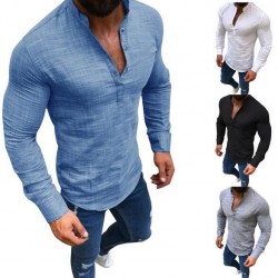 Men's Solid Color Shirt Long Sleeve