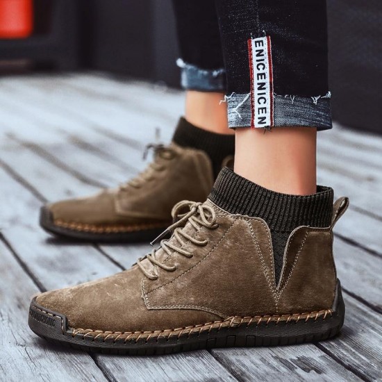 Shoes -New Lace-UP Non-slip Cow Suede Ankle Men Boots