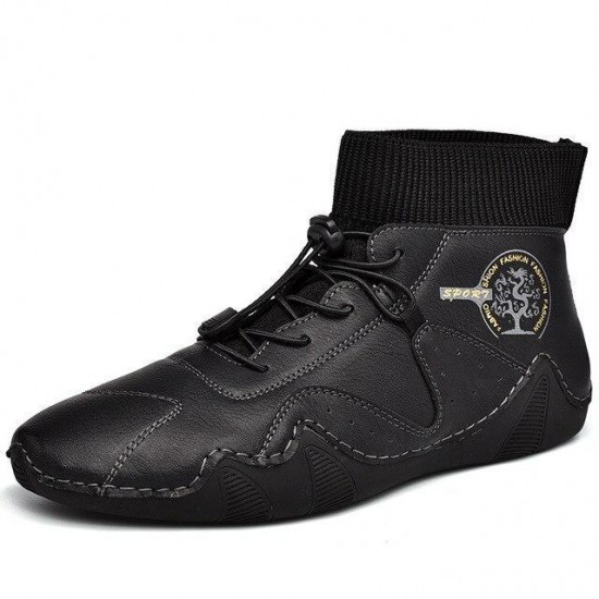 Mens Handmade Soft Non Slip Elastic Sock Leather Ankle Boots