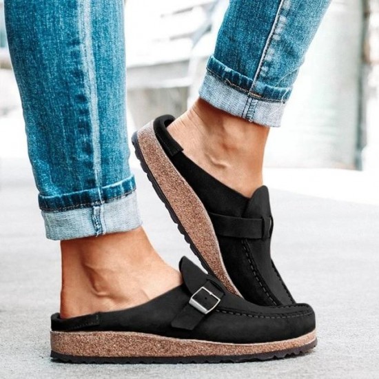 Women's Summer ng Fashion Solid Buckle Flats Shoes