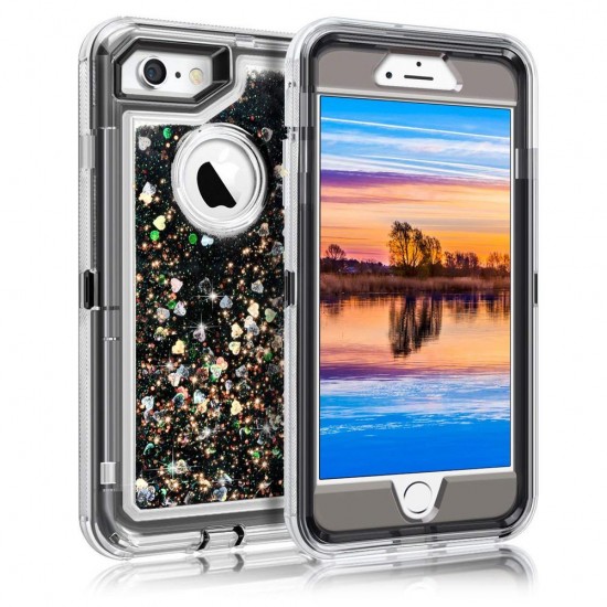 Phone Case - 3 Layers Shockproof Glitter Sparkling Dynamic Sands Full Protection Case For iPhone XR XS(Max) X 8 7 6S 6/Plus