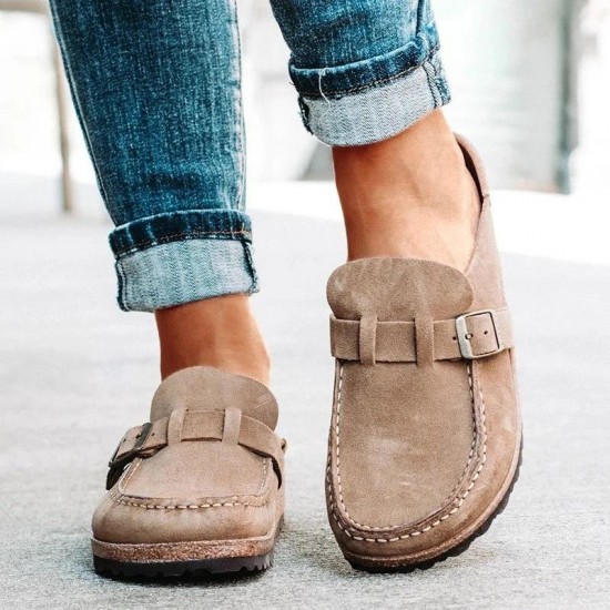 Women's Summer ng Fashion Solid Buckle Flats Shoes