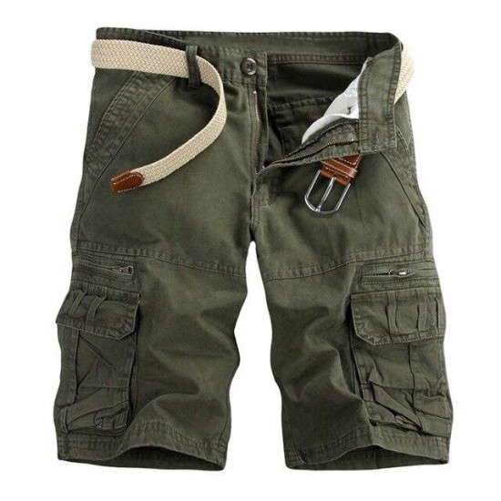 New Men Plaid Pockets Cargo Short Casual Pants