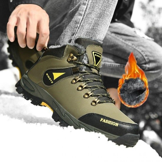 High Quality Men Hiking Shoes Winter Plush Snow Boots