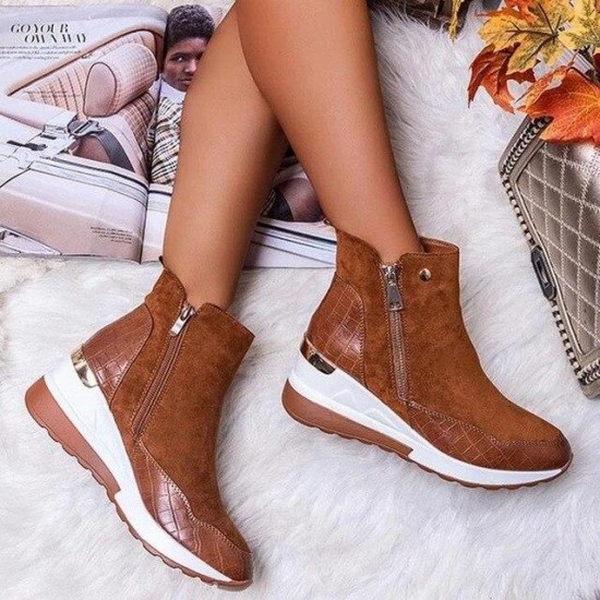 Women's Comfortable High Top Platform Zipper Shoes