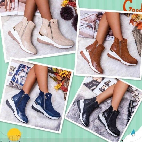 Women's Comfortable High Top Platform Zipper Shoes