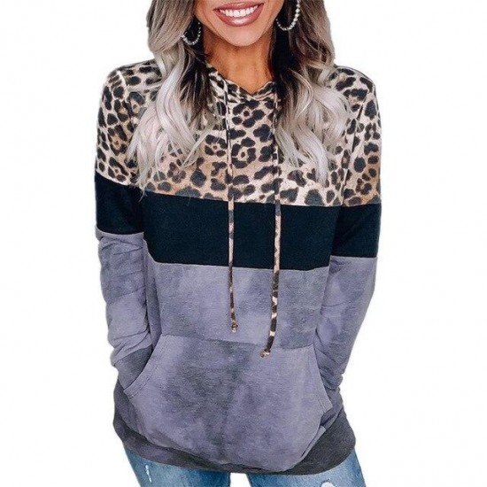 New Women Autumn Winter Streewear Leopard Print Ladies Clothes Casual Loose Hoodies Sweatshirts
