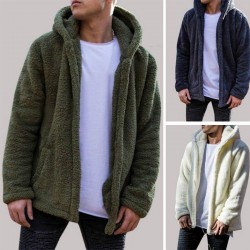 Men winter plush warm casual coat hoodies