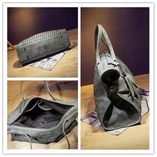 Bag - Vintage Rivet PU Leather Tassel Messenger Bag