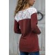 Women's clothing - Round Neck Lace Patchwork T-Shirts