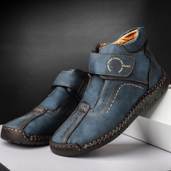 New Men Hand Stitching Microfiber Leather Soft Ankle Boots