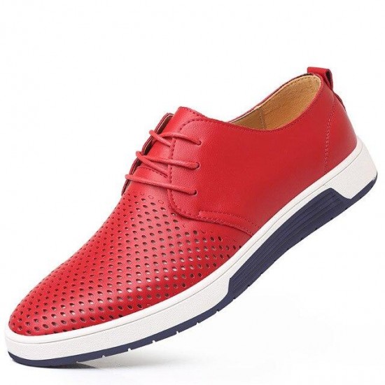 ng Autumn Leather Casual Fashion Breathable Holes Leisure Shoes
