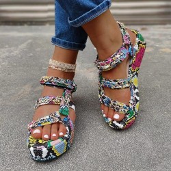 New Women Summer ng Fashion Solid Buckle Sandals