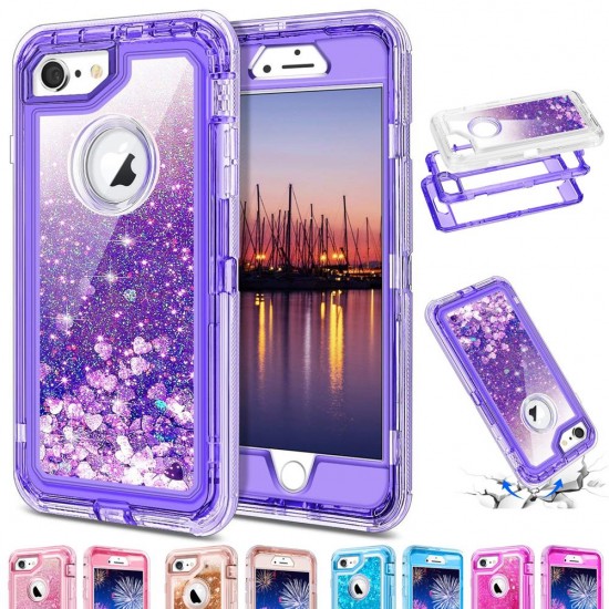 Phone Case - 3 Layers Shockproof Glitter Sparkling Dynamic Sands Full Protection Case For iPhone XR XS(Max) X 8 7 6S 6/Plus