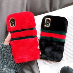 Phone Accessories - Creative Patchwork Stripped Color Fur Phone Case For iPhone Series