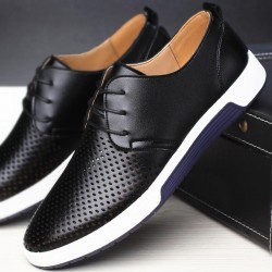 ng Autumn Leather Casual Fashion Breathable Holes Leisure Shoes