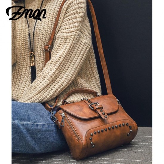Bag - Vintage Leather Bags Rivet Handbags