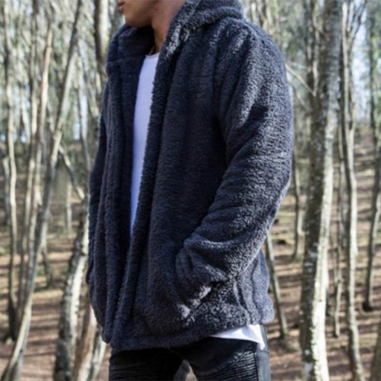 Men winter plush warm casual coat hoodies