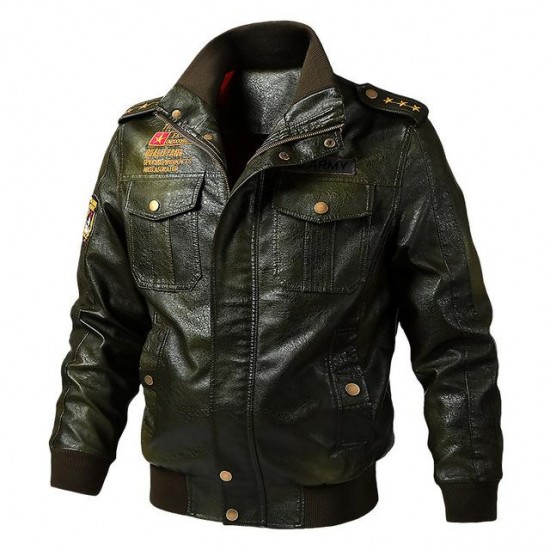 Men's Clothing - Men's Military Tactical Leather Jacket