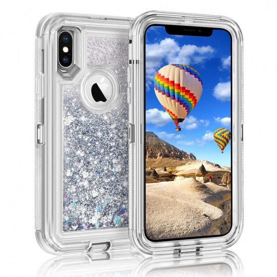 Phone Case - 3 Layers Shockproof Glitter Sparkling Dynamic Sands Full Protection Case For iPhone XR XS(Max) X 8 7 6S 6/Plus