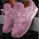 Women's Mesh Pink Lace Up Light Women's Casual Shoes
