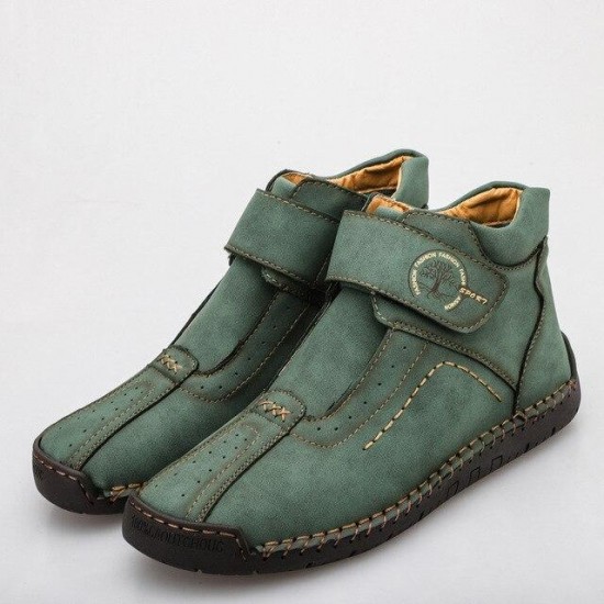 New Men Hand Stitching Microfiber Leather Soft Ankle Boots