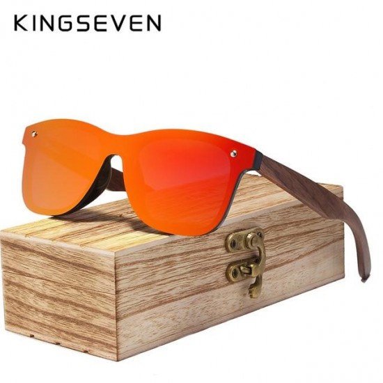 Sunglasses - Fashion Polarized Handmade Walnut Wood Mirror Lens Brand Design Colorful Sunglasses